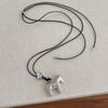 Minar Funny Metallic Cartoon Horse Multi Tassel Beads Pendant Necklaces for Women Female Adjustable Long Wax Rope Chain Chokers