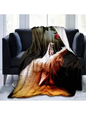 Fox Pattern Animal Flannel Throw Blanket Soft Warm Lightweight Bedroom Sofa Decor Blanket Kids Adults Travel Camping Picnic Gift
