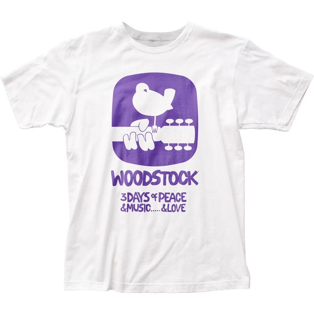 

Woodstock Purple Logo Mens T Shirt Music Classic Concert Rock Band Tee New White 4XL