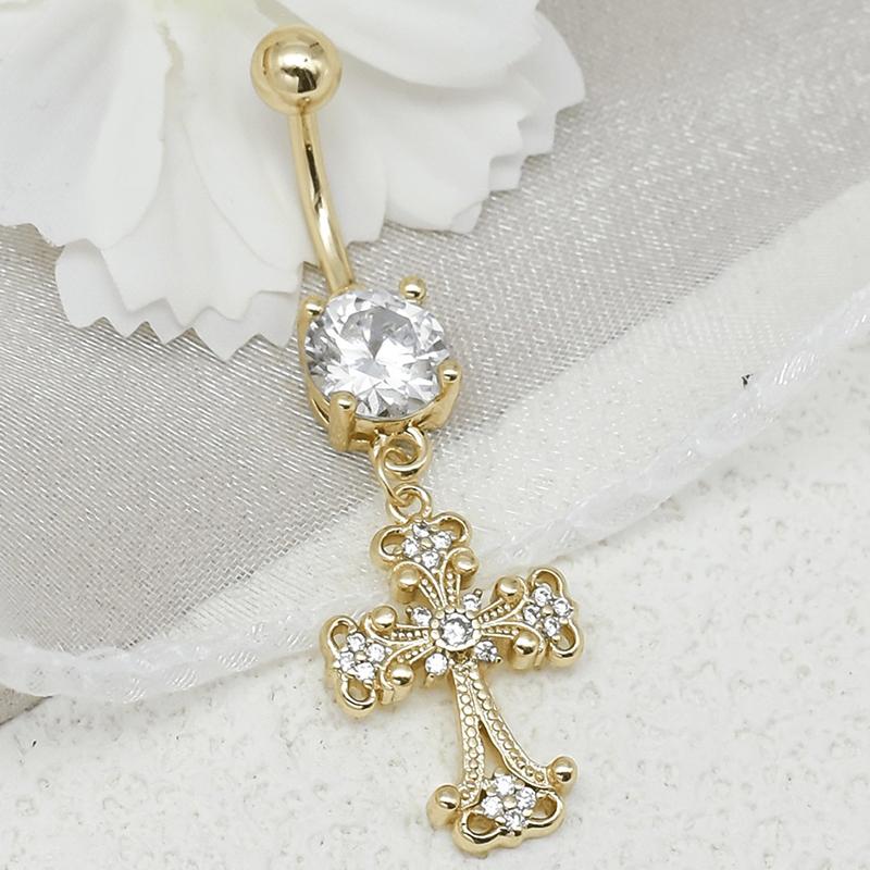 Personality Cross Pendants Navel Rings For Women Zircon Belly Button Nail Body Piercings Jewelry