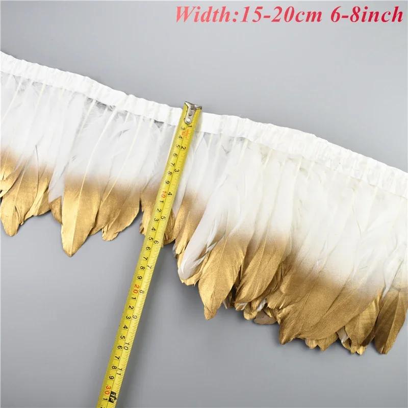 1Meters White Black Pheasant Feathers On Tape Ribbon Turkey Ostrich Fringe Feather Trim Goose Marabou Sewing Clothes DIY Plumes