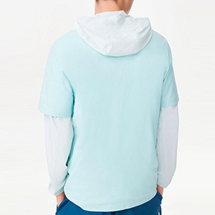 Li Ning Sports Trendy Collection T Shirts Men's Eggshell Blue Crew Neck Moderate Straight Fit AHSS323-3