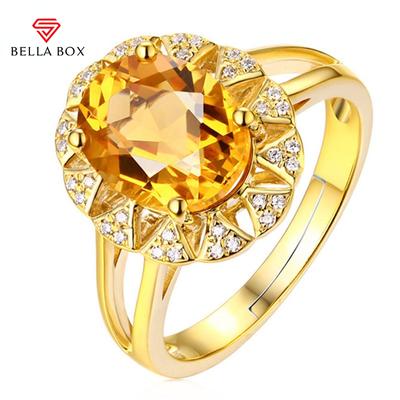 Luxus Citrin Diamanten Hochzeit Verlobung Cocktail Party für Frauen Ring Schmuck