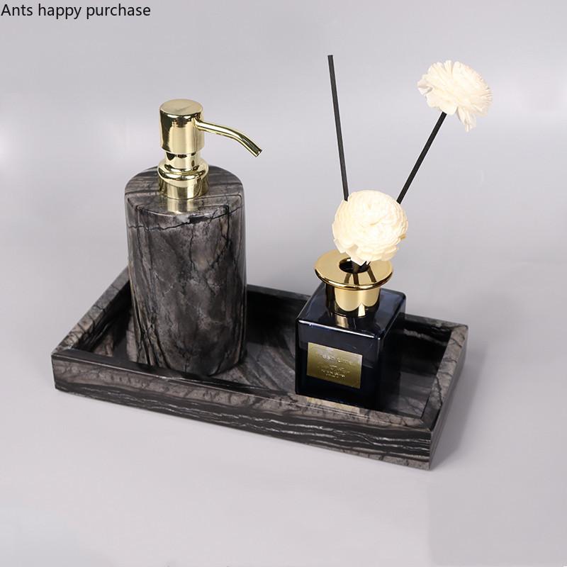 Marble Bathroom Supplies Home Bathroom 3 Piece Set Hand Sanitizer Bottle Round Lotion Bottle Storage Tray Aromatherapy Bottle
