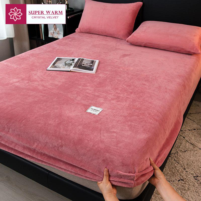 Lenzuolo con angoli in flanella calda con fascia elastica per letto singolo/matrimoniale Coprimaterasso aderente super morbido e caldo Coprimaterasso delicato sulla pelle