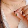 14K Gold-Plated Sterling Silver Necklace with Oval Emerald Pendant - Luxury Clavicle Chain for Women