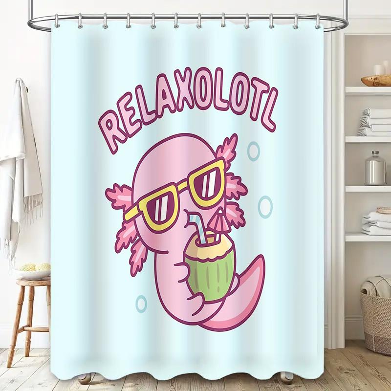 Axolotl Bath Curtain Cute Salamander Shower Curtain Tropical Ocean Theme Bathroom Decor Waterproof Funny Pet Lover Gift