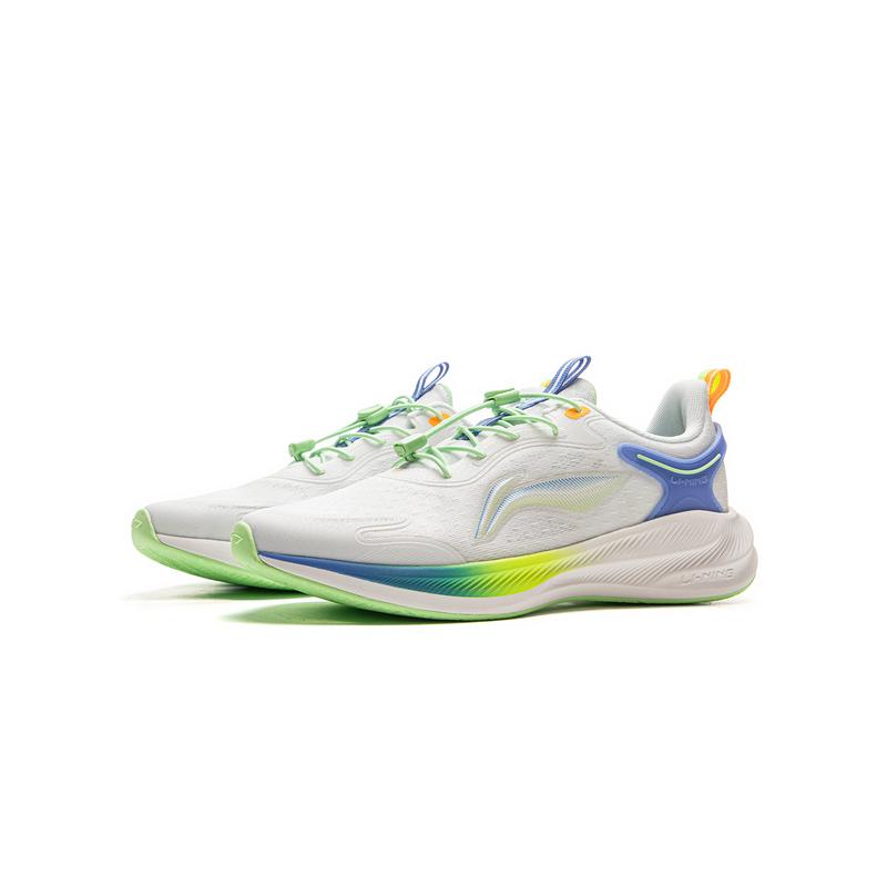Li Ning Kids Comfortable Versatile Physical Test Shock Absorption Rebound Low-Top Running Shoes Men Running Shoes Standard-White Sky-Blue YKFV068-1