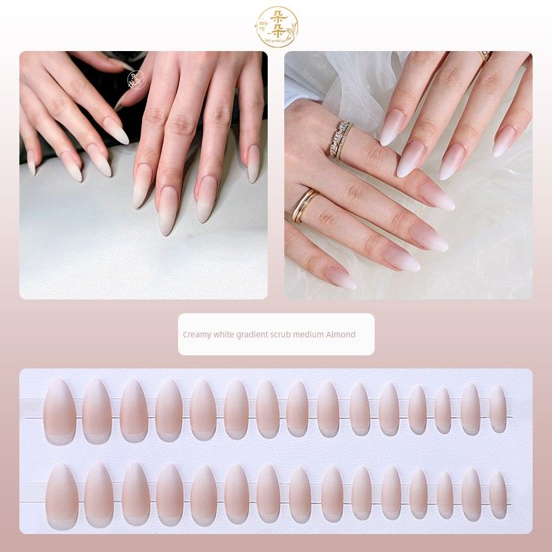 

Длинный светло-серый молочно-белый градиент простой изящный доспех для ношения Creamy white gradient matte medium Almond(23mm)