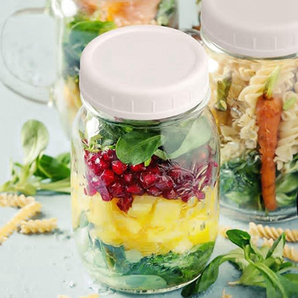 A84E-36 Pack Plastic Regular Mouth Mason Jar Lids For Ball, Kerr And More - Food Grade White Plastic Storage Caps