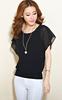 Chiffonbluse für Cut und Kurz Ausgestellt Groß 5 XL [DauStage] Damen, Genäht, Ärmel, Hemd, Größe, Farben, Schwarz,