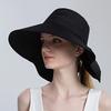 Women Snap Fastener Big Brim Hat Protection Visors Bucket Hat Sunscreen Fisherman Hats Outdoors Fishing Cap Ponytail Sun Hat
