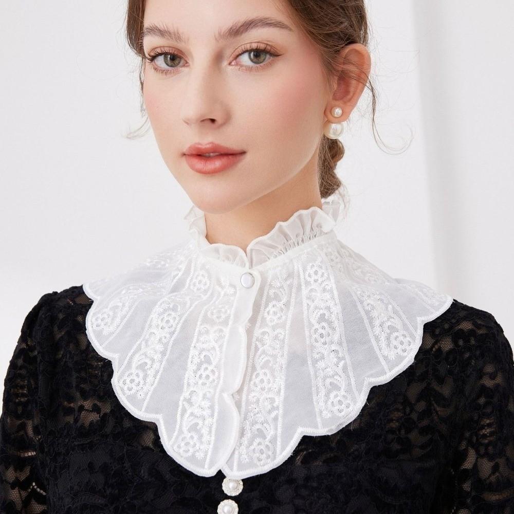 Removable Women Fake Collar Lace Detachable Collar Vintage Embroidered Ruffle Collar  Fashion