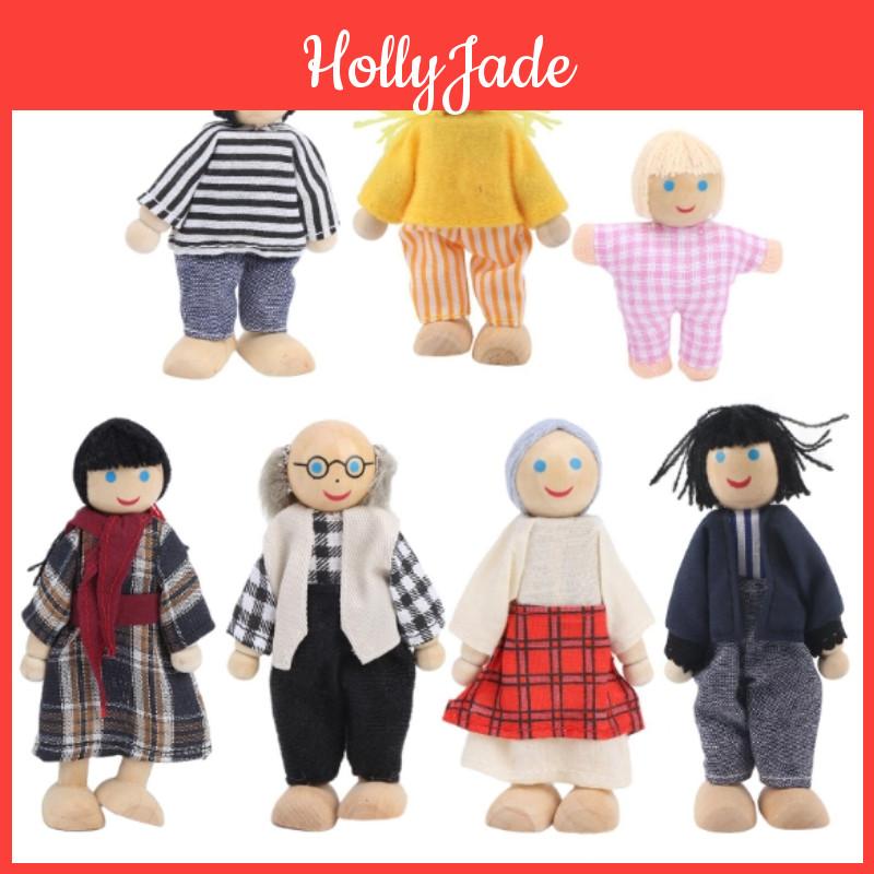 Handgefertigte Holz-Familienpuppen Gelenkig Und Lebensecht Ideal Zum Ausstellen Oder Spielen