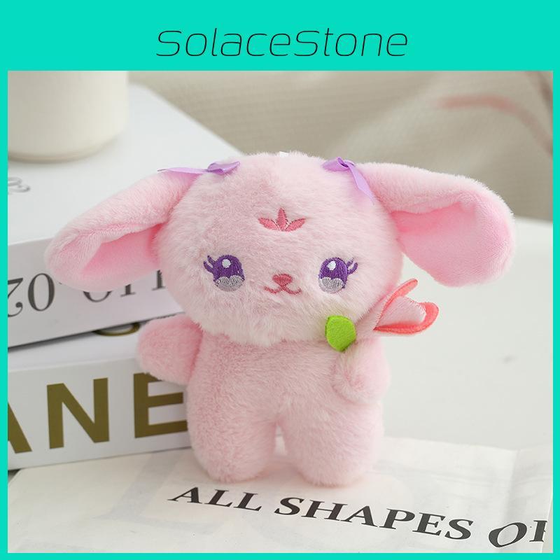 Cute Rabbit Flower Keychain Soft Plush Stuffed Animal Bag Charm