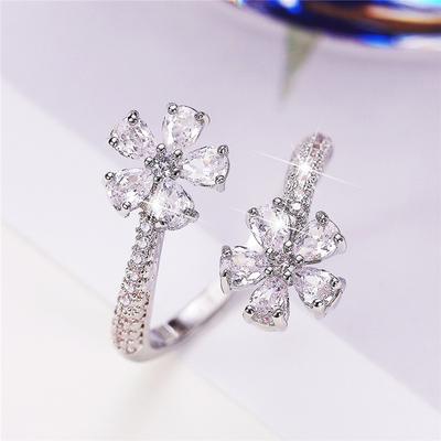 Huitan Gorgeous Adjustable Opening Rings Women for Engagement Wedding Party Accessories Aesthetic Female Rings Jewelry Drop Ship