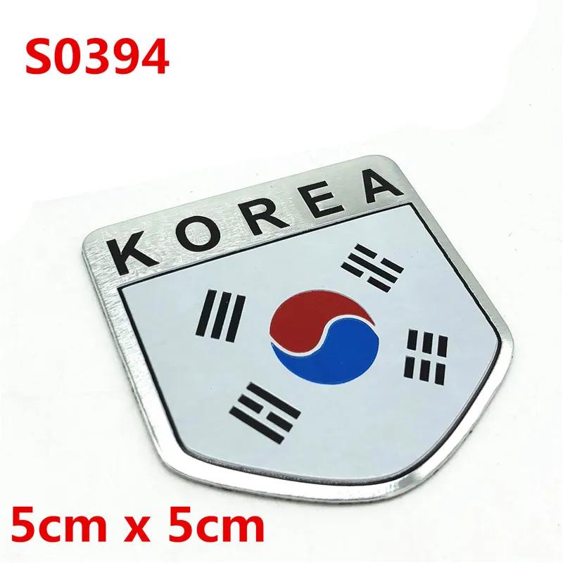 3D Metal Korea Korean National Flag Badge Car Front Grill Grille Emblem Sticker Racing Sports Decal For Hyundai Kia Renault BMW Ys2