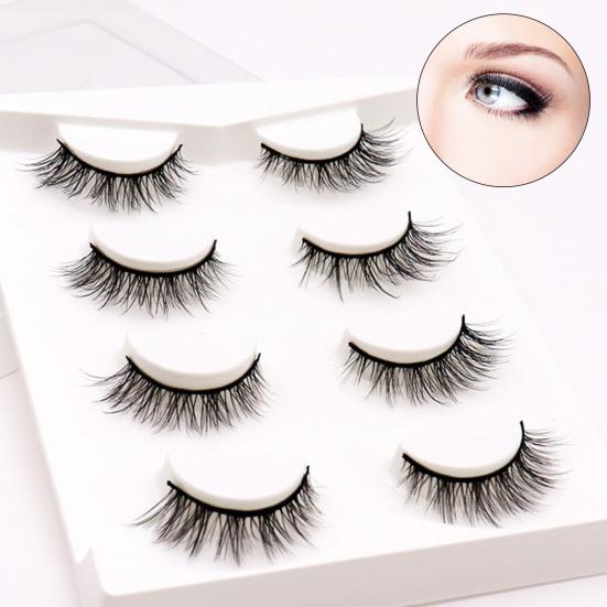 4Pairs False Eyelashes Natural Dense Exquisite Cross Makeup Extensions Eye Lashes for Ladies