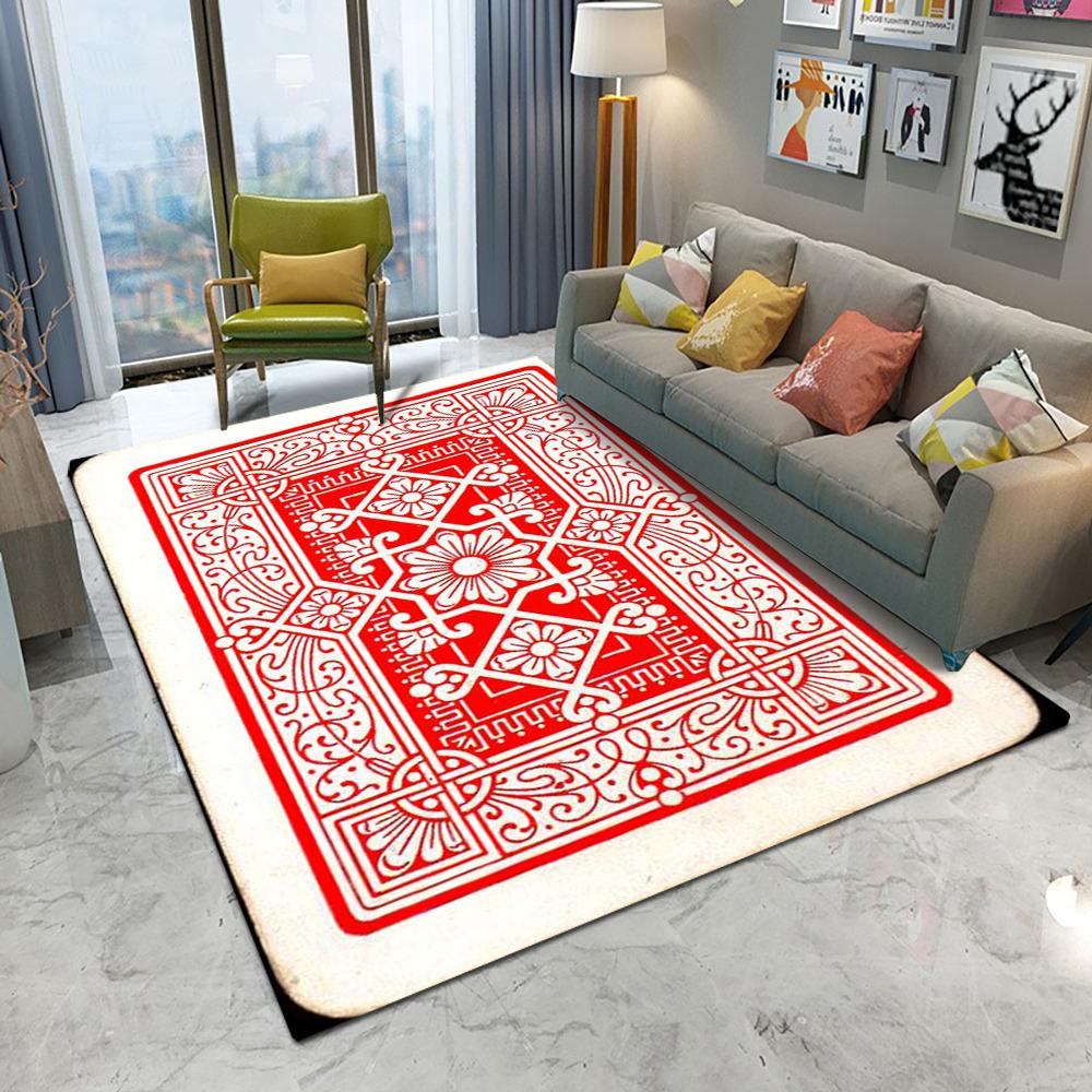

Retro Decorative Pattern Carpet Living Room Sofa Bedroom Study Kitchen Entrance Door Mat Non-slip Playing Cards Home Decor Rug 50x80cm