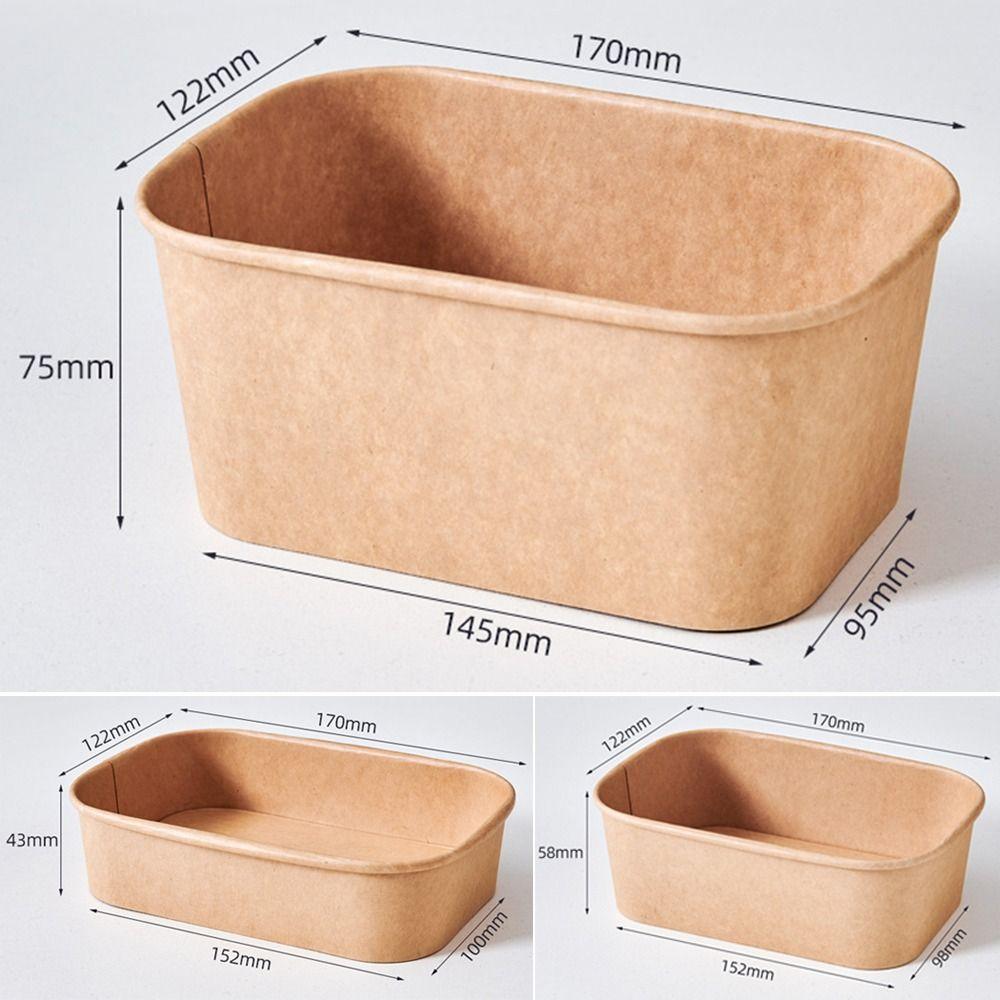 10PCS/Set Square Kraft Paper Lunch Box Paper Food Packing Box Disposable Lunch Box  Household
