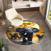 1Pc Elephant Circular Print Rug - Home Decoration Carpet For Living Room Bedroom Flooring Computer Chair Area Rug