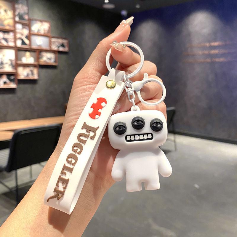 Funny Monster Keychain Cute Tooth Character 3D PVC Silicone Pendant Cartoon Bag Charm Small Gift Accessory