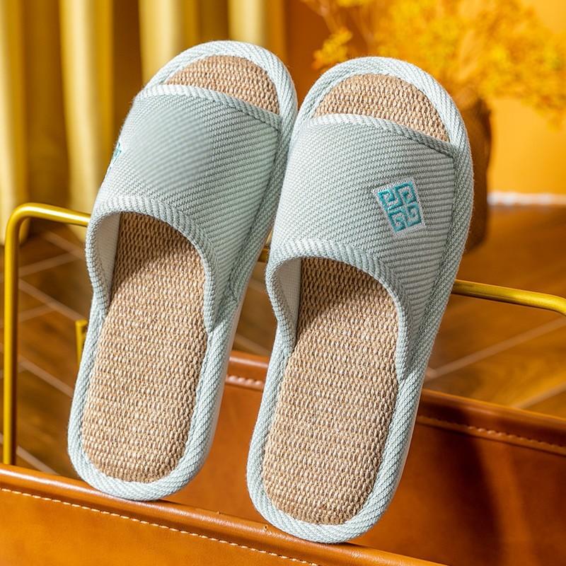 New autumn linen slippers home slippers thick bottom non-slip silent cotton and linen slippers four seasons