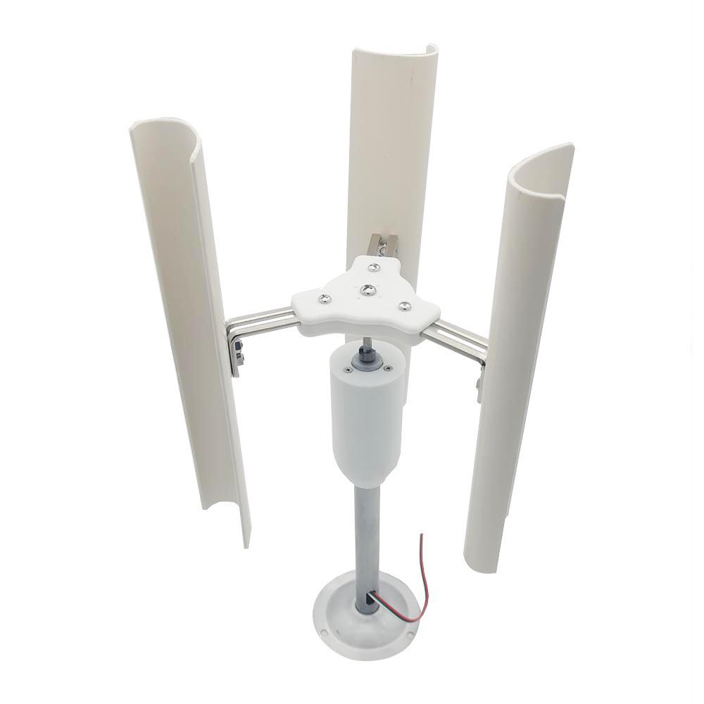 Portable Vertical Axis Five Blade Wind Turbine Model Three-phase Permanent Magnet Generator with Gentle Wind Start