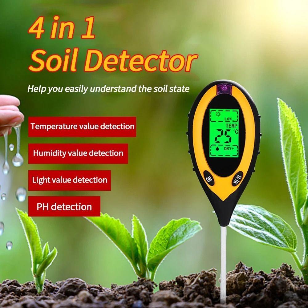 4 In 1 Soil Tester LCD Screen Soil Thermometer Soil PH Sensor PH Meter  For Garden Lawn Farming