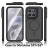 PET Screen Protector Skin Feel Magnetic Phone Case For Motorola Moto G67 G77 TPU Frame Translucent Frosted Acrylic Cover Fundas