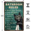Metal Wall Poster Vintage Cat Toilet Rules Sign for Home Bar Decoration 8x12 Inch