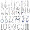 925 Silver Love Feather Moon Star Heart Earrings Fit Original Charms Hoop for Women Girls Stud Earring Jewelry Gifts