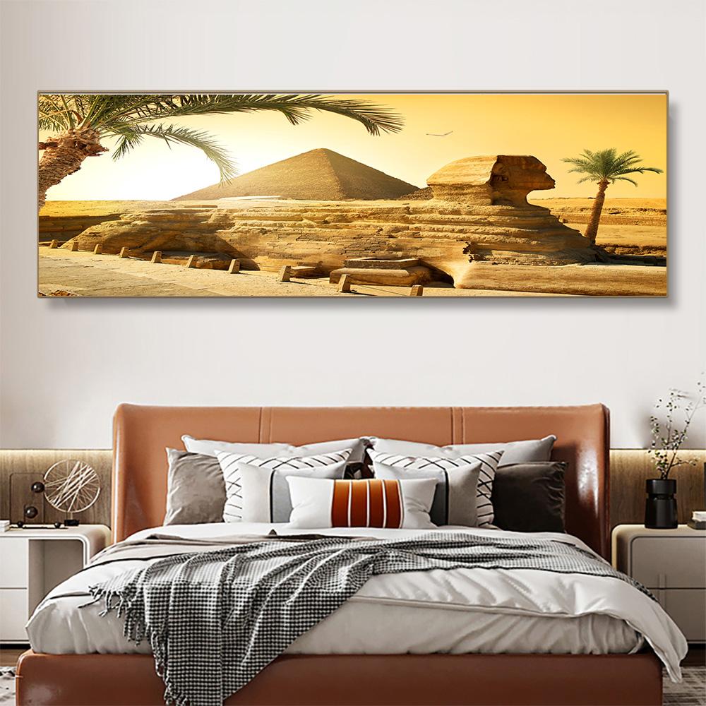 Piramida Egiptului și sfinxul pictură modulară pe pânză Postere și imprimeuri de peisaj Fotografii de artă de perete pentru camera de zi Decor fără cadru