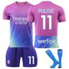 AC Milan 2 Set Maglia da Trasferta N.. 9 Giroud No. 10 Leone No. 11 Pulisic No. 19 Uniformi da Calcio Olimpiche Edizione per Fan