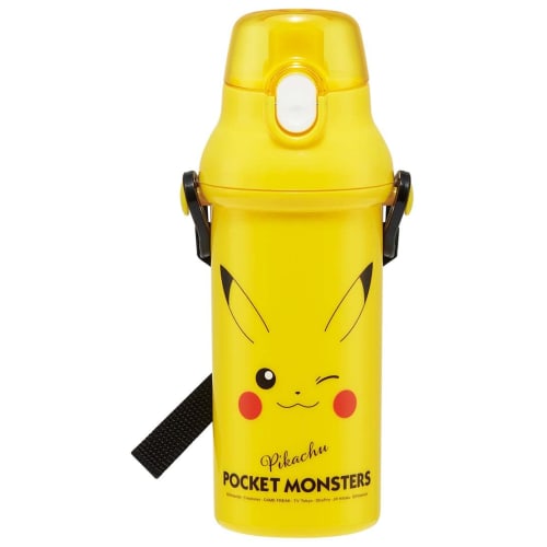 Skater Children's Water Bottle, 480ml, Direct Drinking, Plastic, One-Touch Operation, Dishwasher Safe, Made in Japan, Pokemon Pikachu Face 23, Boys an