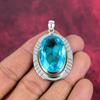 Blauer Topas Anhänger, 925 Sterling Silber Edelstein Schmuck, handgefertigter Anhänger, für Thanksgiving