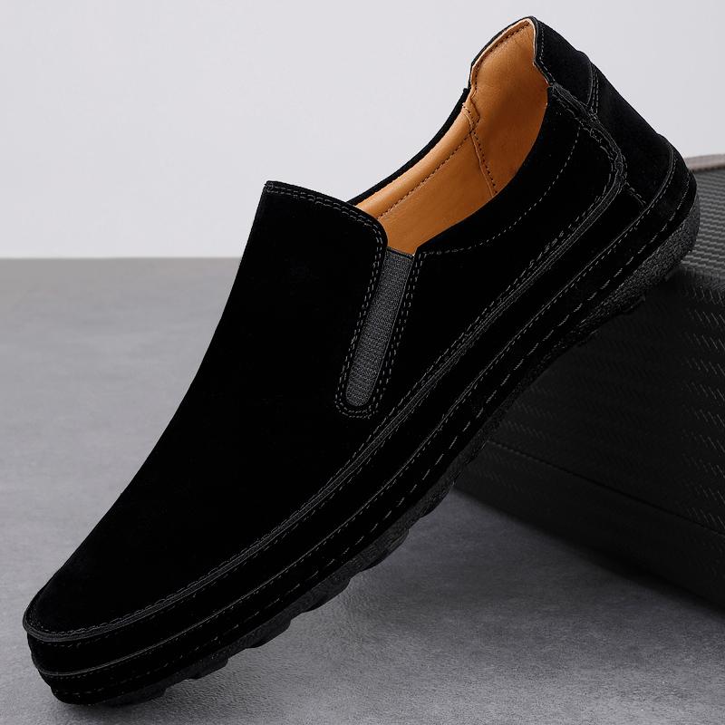 Fashion Fashionable Spring Men's Frosted Leather Comfortable Round Toe Casual Loafers High Quality Men Breathable Outdoor Driving Shoes