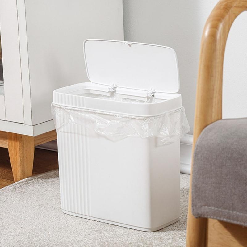 Kitchen Bathroom Trash Can Garbage Can With Press Top Lid For Bedroom Kitchen Office Living Room