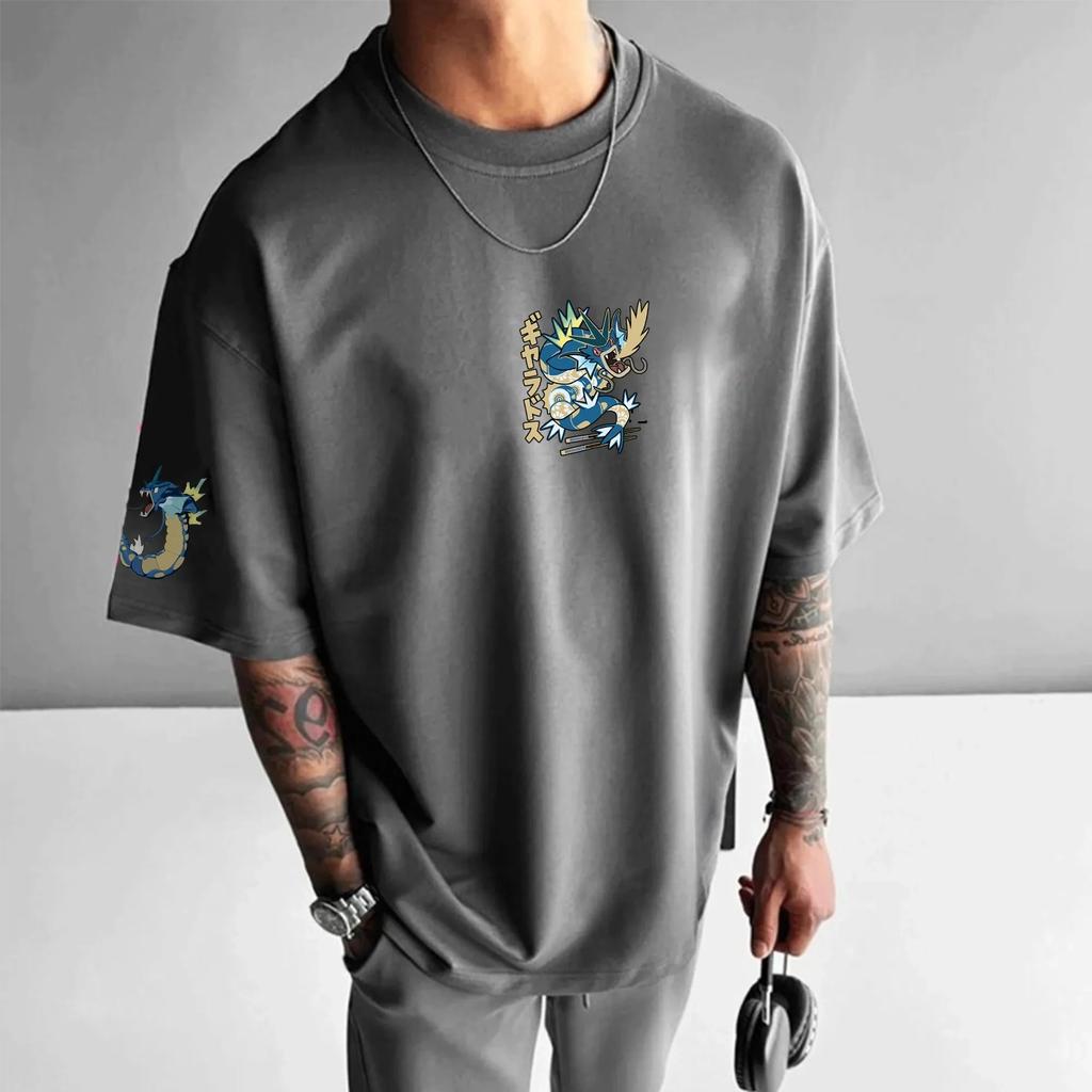 Pokémon Animatie Afgeleiden Gyarados Print Mannen en Vrouwen Zomer Mode Street T-shirt Hoodie Shorts En Trainingsbroeken