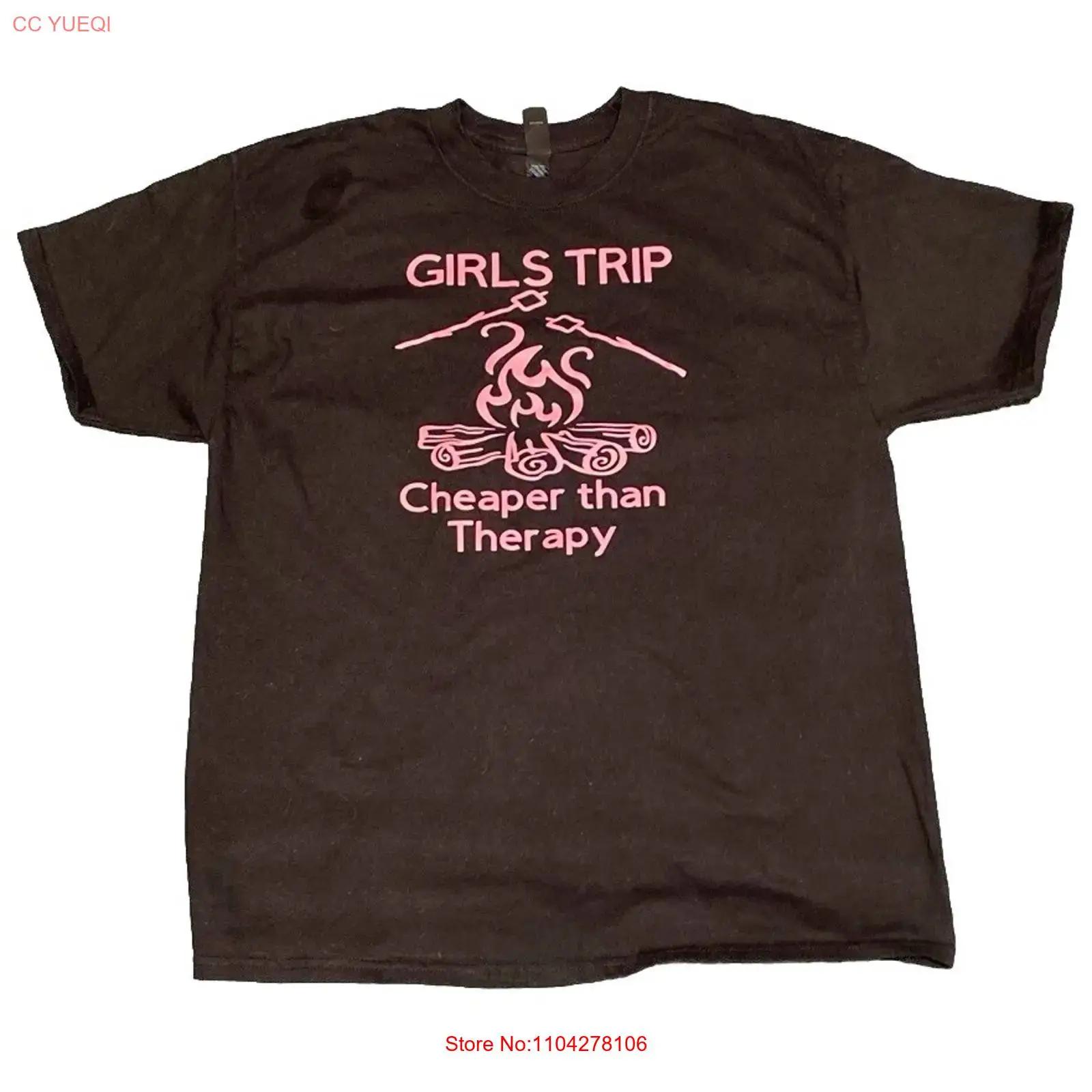 GIRLS TRIP CHEAPER THAN THERAPY BLACK NOVELTY T SHIRT Size XL vintage Washed Soft Casual designer clothes fashion Stretched S разноцветный