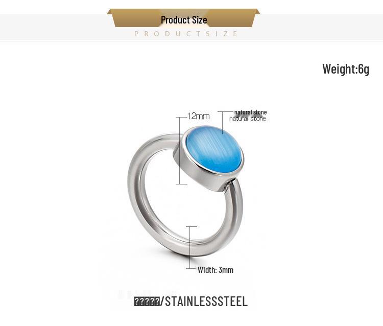 Korean Titanium Steel Crystal Multi-Color Cat's Eye Stone Ring