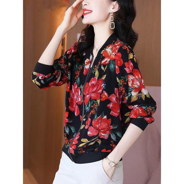 Spring Clothing Retro Jacket for Women Middle-aged Mother Spring and Autumn Jacket Cardigan Baseball Jacket
