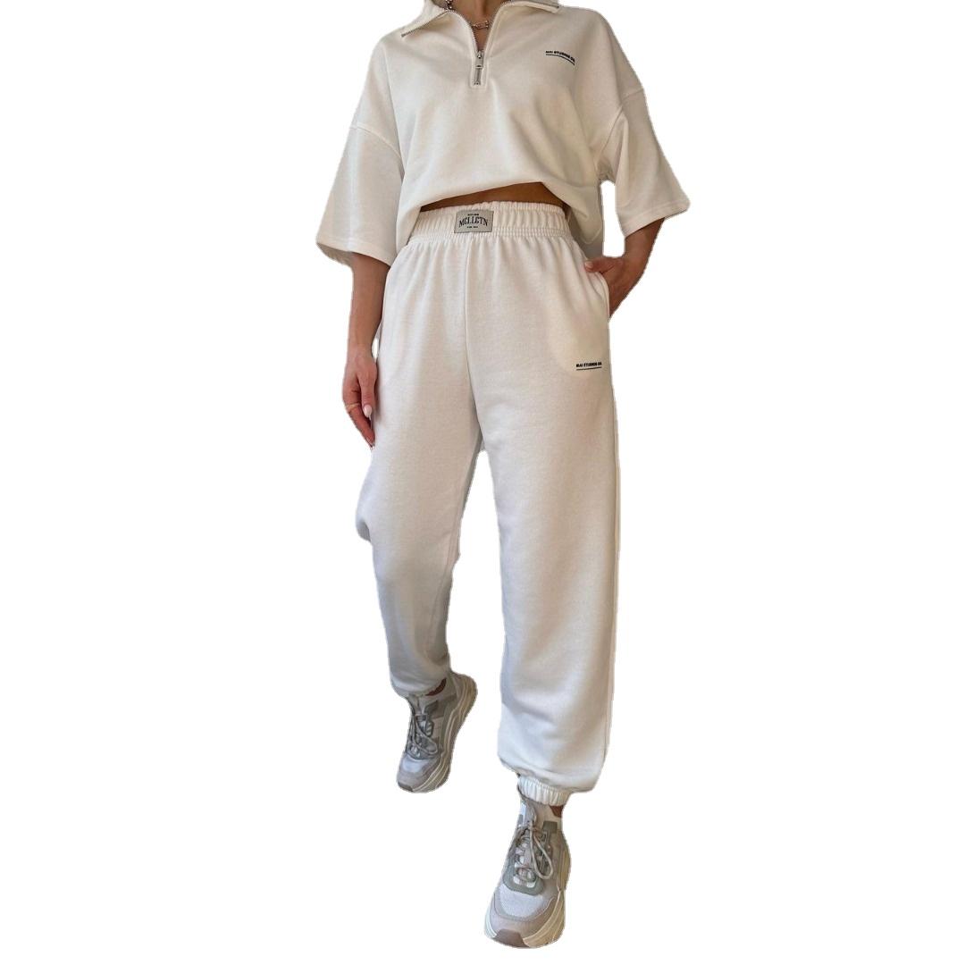 

BITCED футболка с принтом и лацканами, мешковатый топ с короткими рукавами, лоскутный брючный костюм XL слоновая кость