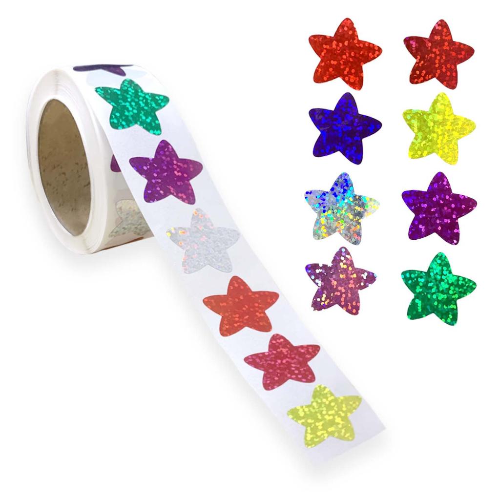 500pcs Glitter Star Stickers for Kids Reward Foil Student Behavior Planner Classroom Incentive Supplies Christmas Decorate Gifts