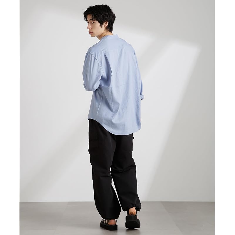[Nano Universe] anti-smell linen band color shirt long sleeve men's S 115 saxophone 672-5120208