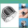 Elegant Fashion Jewelry Ring With Round Black Rhinestone And Curved Engraving For Men
