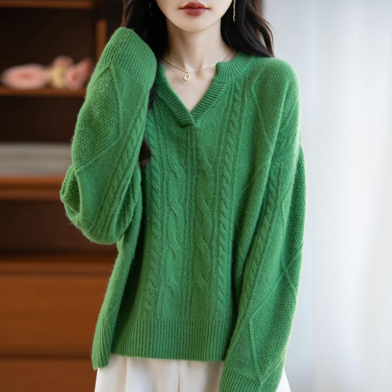 Women's cashmere sweater Qinghe cashmere 30% cashmere 70% wool autumn and winter pullover warm and fashionable