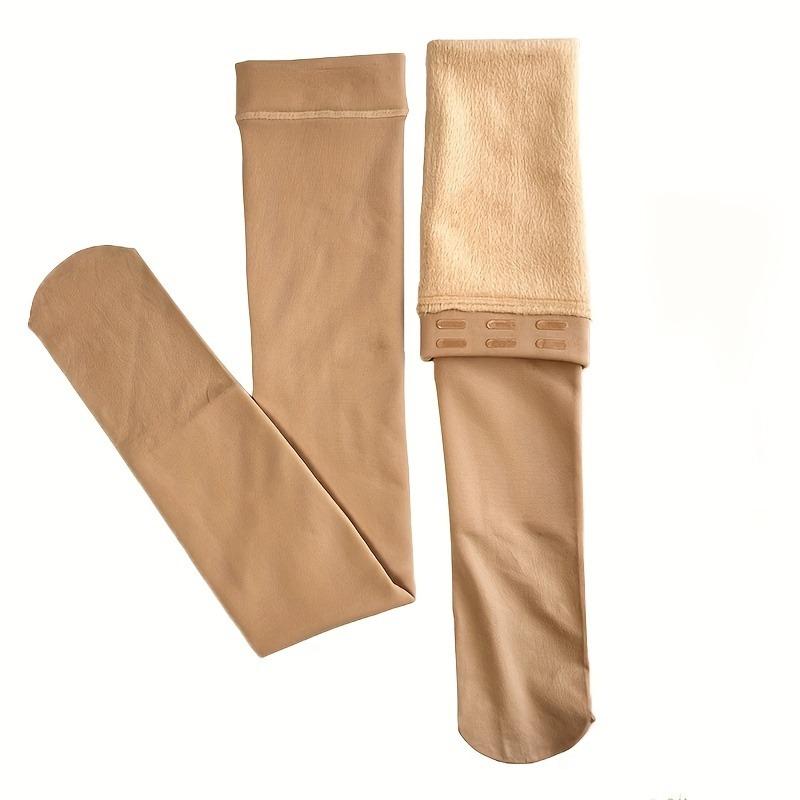 Women's Plus JK Style Thigh High Stockings Plus Size Non-slip Silicone Warm Plush Lined Over The Knee Socks For Fall & Winter