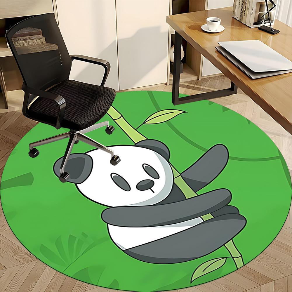1 szt. Okrągły dywanik biurowy Panda Bambus, Mata odpowiednia do biura, Pod krzesła biurowe, Sypialni, Salonu, Wystroju domu, Dekoracji pokoju