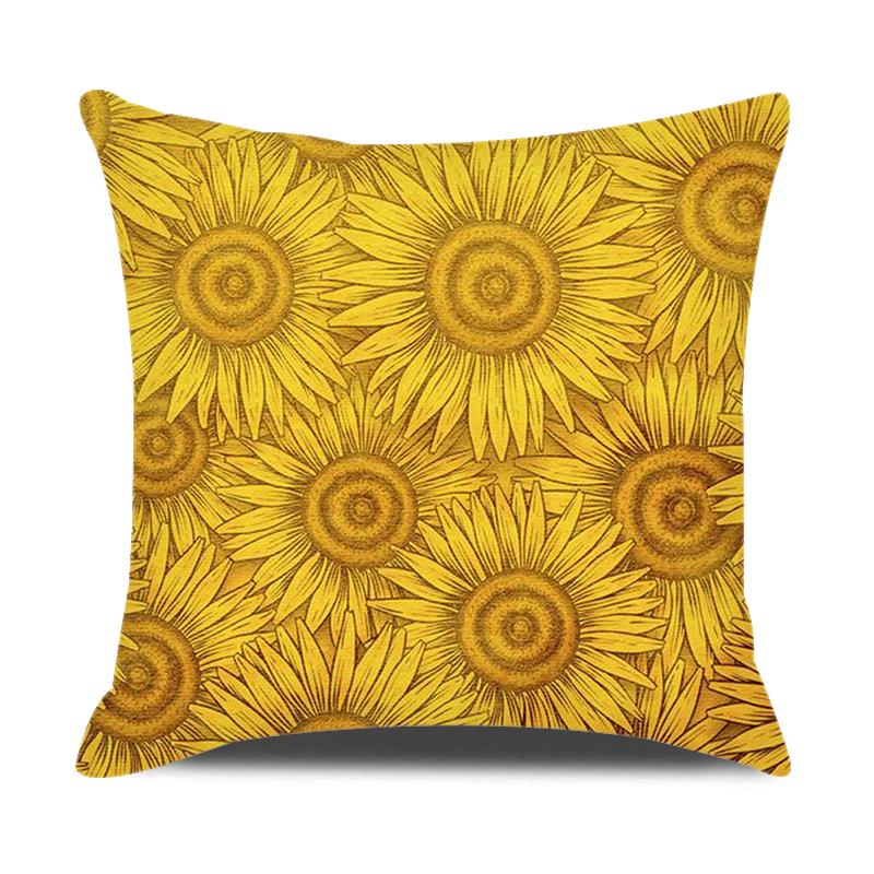 Home Decor Green Yellow Plaid Pillowcase Cushion Cover Sofa Car Pillowcase Daisy Flower Print Pillowcase